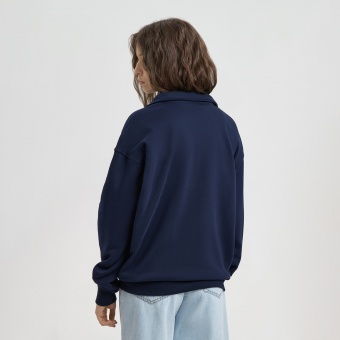 Толстовка на молнии унисекс FLOW, темно-синяя, размер XL/2XL фото 