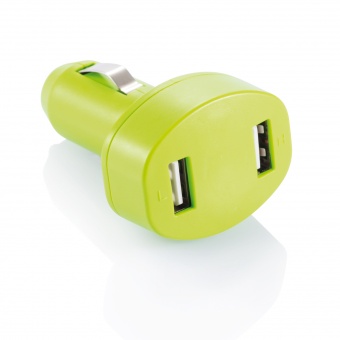 Зарядное устройство для автомобиля с 2 USB-портами, зеленый фото 