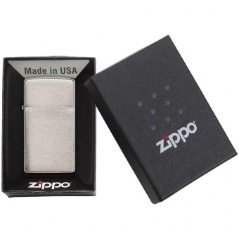 Зажигалка Zippo Slim Brushed, матовая серебристая фото 