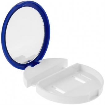 Зеркало с подставкой для телефона Self, синее с белым фото 