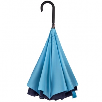 Зонт наоборот Style, трость, сине-голубой фото 