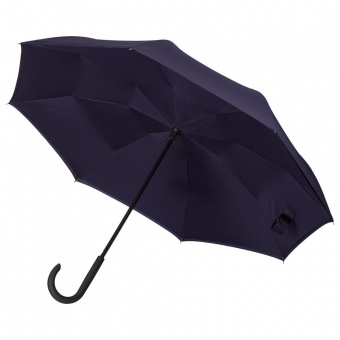 Зонт наоборот Style, трость, темно-синий фото 