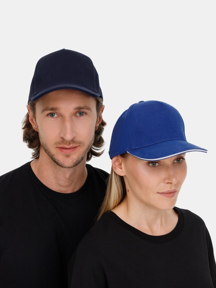 Бейсболка Classic 2.0, ярко-синяя с белым кантом