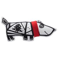 Игрушка «Собака в шарфе», большая, белая с красным