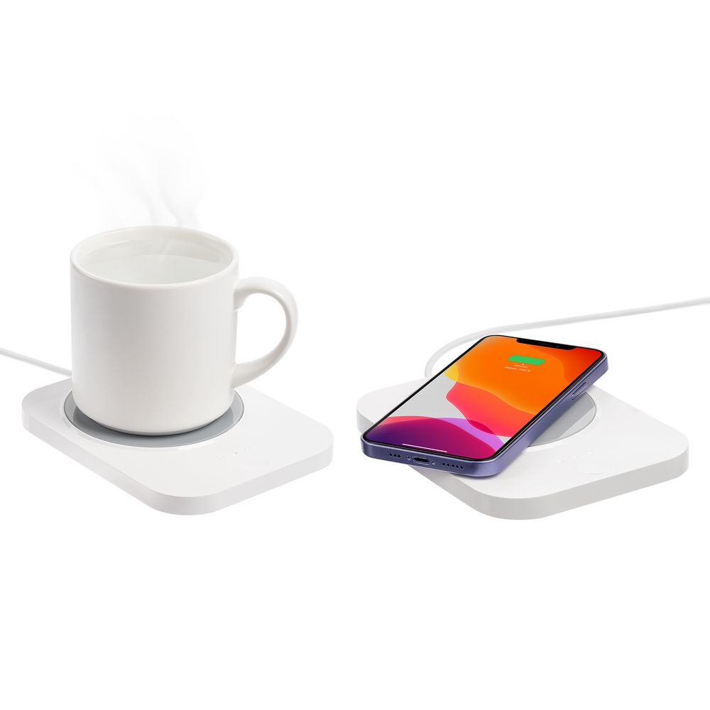 Кружка с подогревом и беспроводной зарядкой dualBase plus, белая