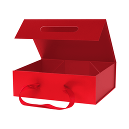Подарочная коробка-трансформер с лентами средняя, красная