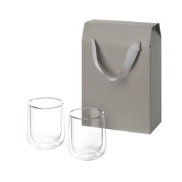 Подарочный набор 2 стеклянных стакана Лунго (Lungo) в коробке-пакете