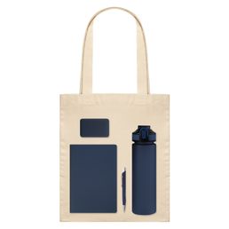 Подарочный набор Велком Пак (Welcome Pack), синий (бутылка, ежедневник, ручка, ЗУ, шоппер)