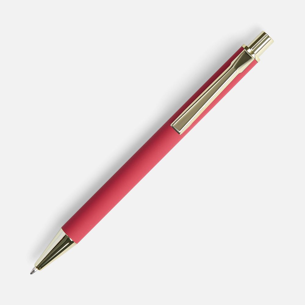 Ручка шариковая Lobby Soft Touch Gold, красная