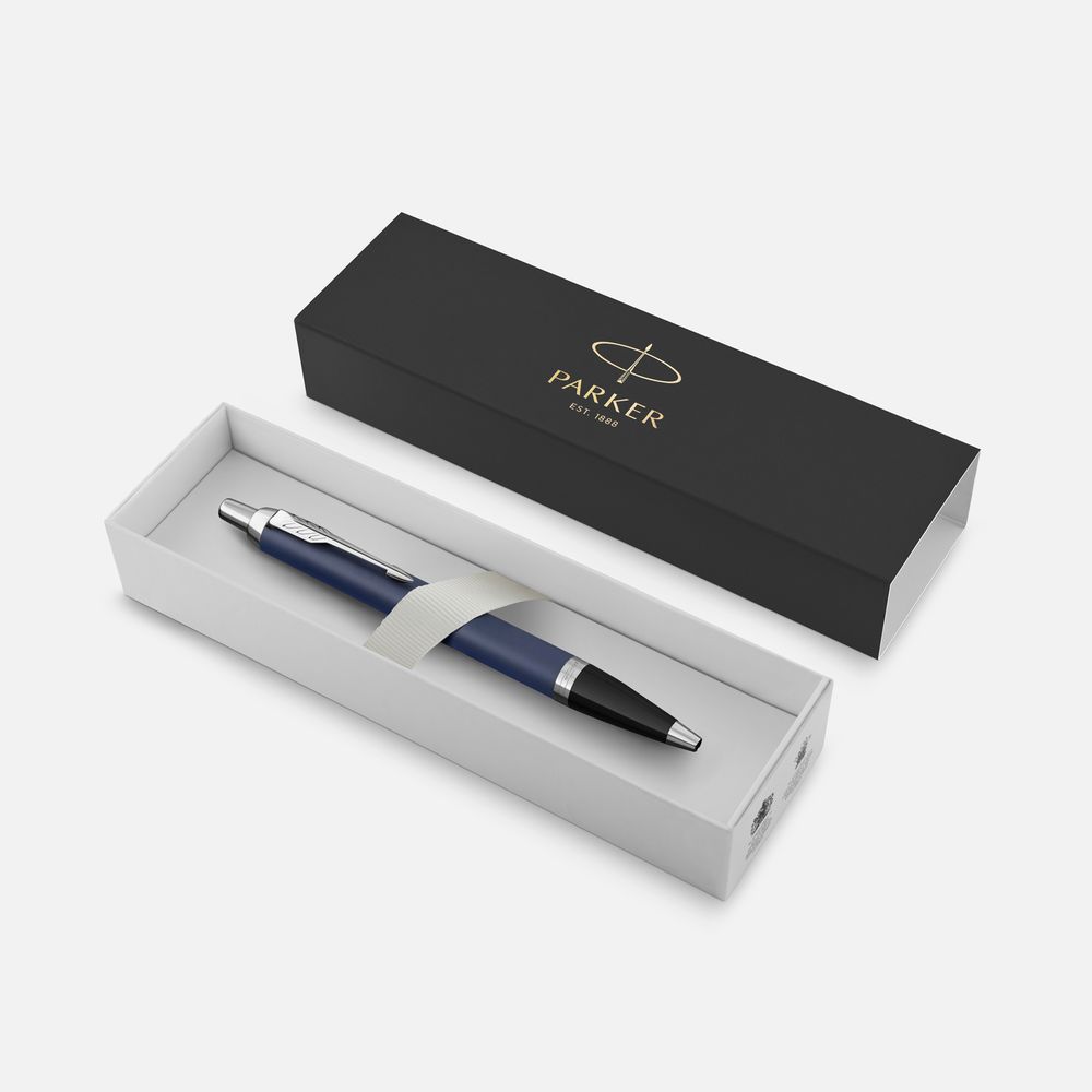 Ручка шариковая Parker IM Core Matte Blue CT, темно-синяя с черным