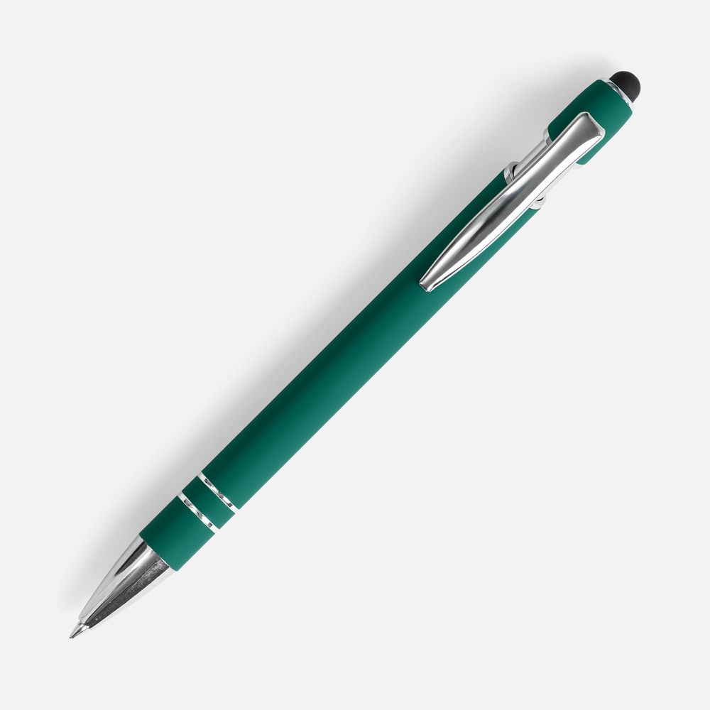 Ручка шариковая Pointer Soft Touch со стилусом, зеленая
