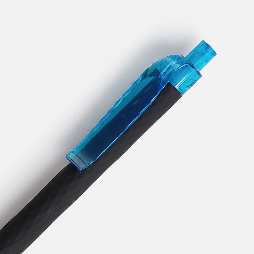 Ручка шариковая Prodir QS01 PRT-T Soft Touch, черная с голубым