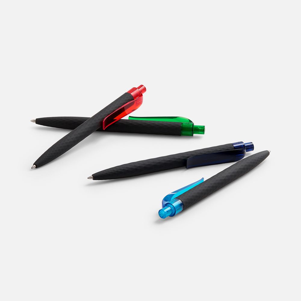 Ручка шариковая Prodir QS01 PRT-T Soft Touch, черная с красным