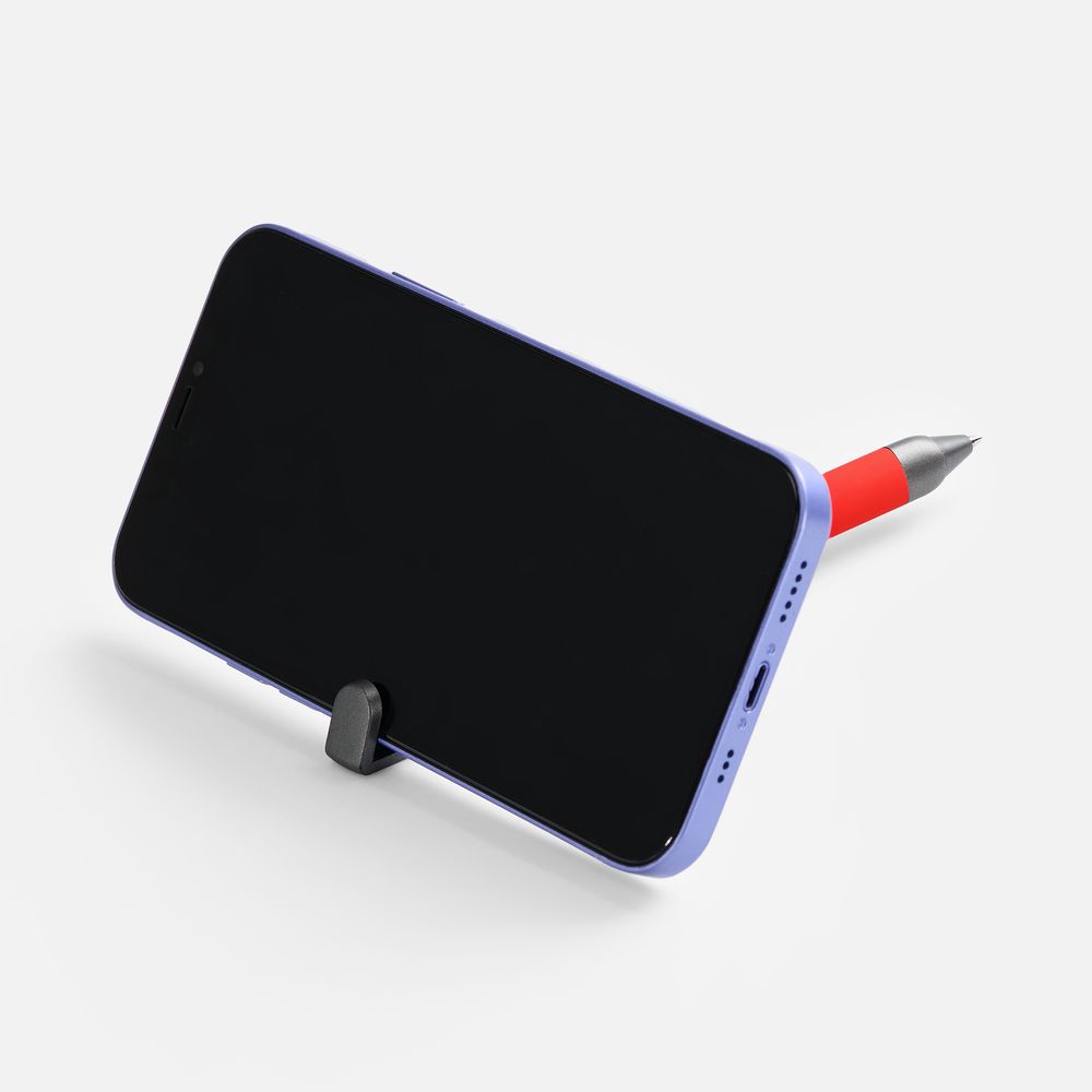 Ручка шариковая Standic Soft Touch с подставкой для телефона, красная