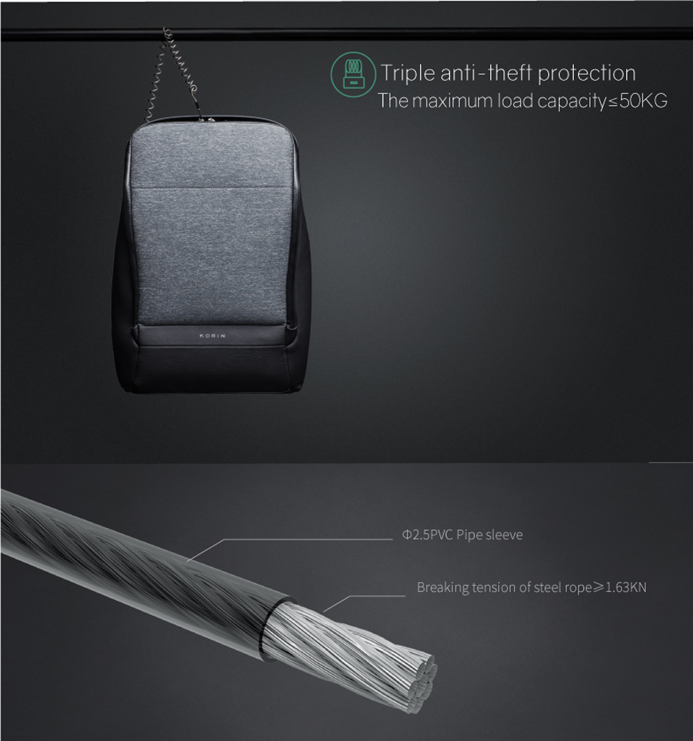 Рюкзак KORIN FlexPack Pro 47х34х18 см, черный