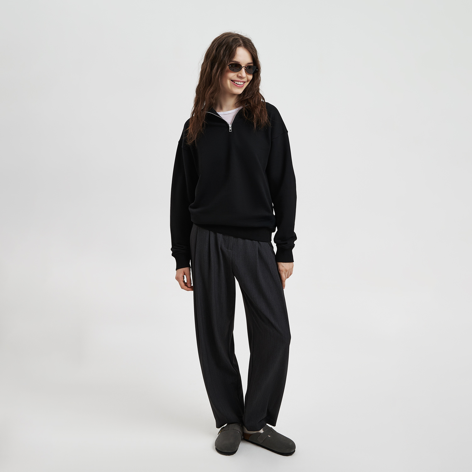 Толстовка на молнии унисекс Флоу (Flow), черная, размер 3XL/4XL