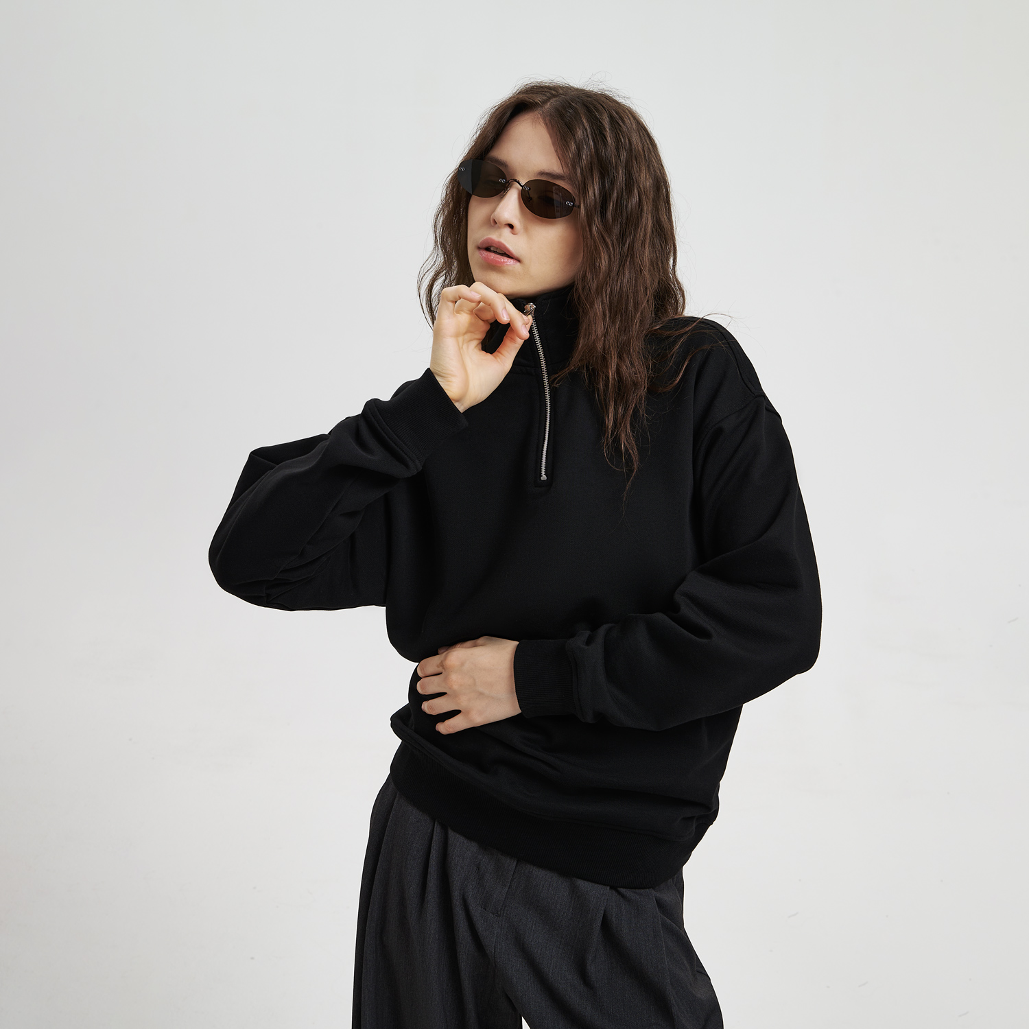 Толстовка на молнии унисекс Флоу (Flow), черная, размер XL/2XL