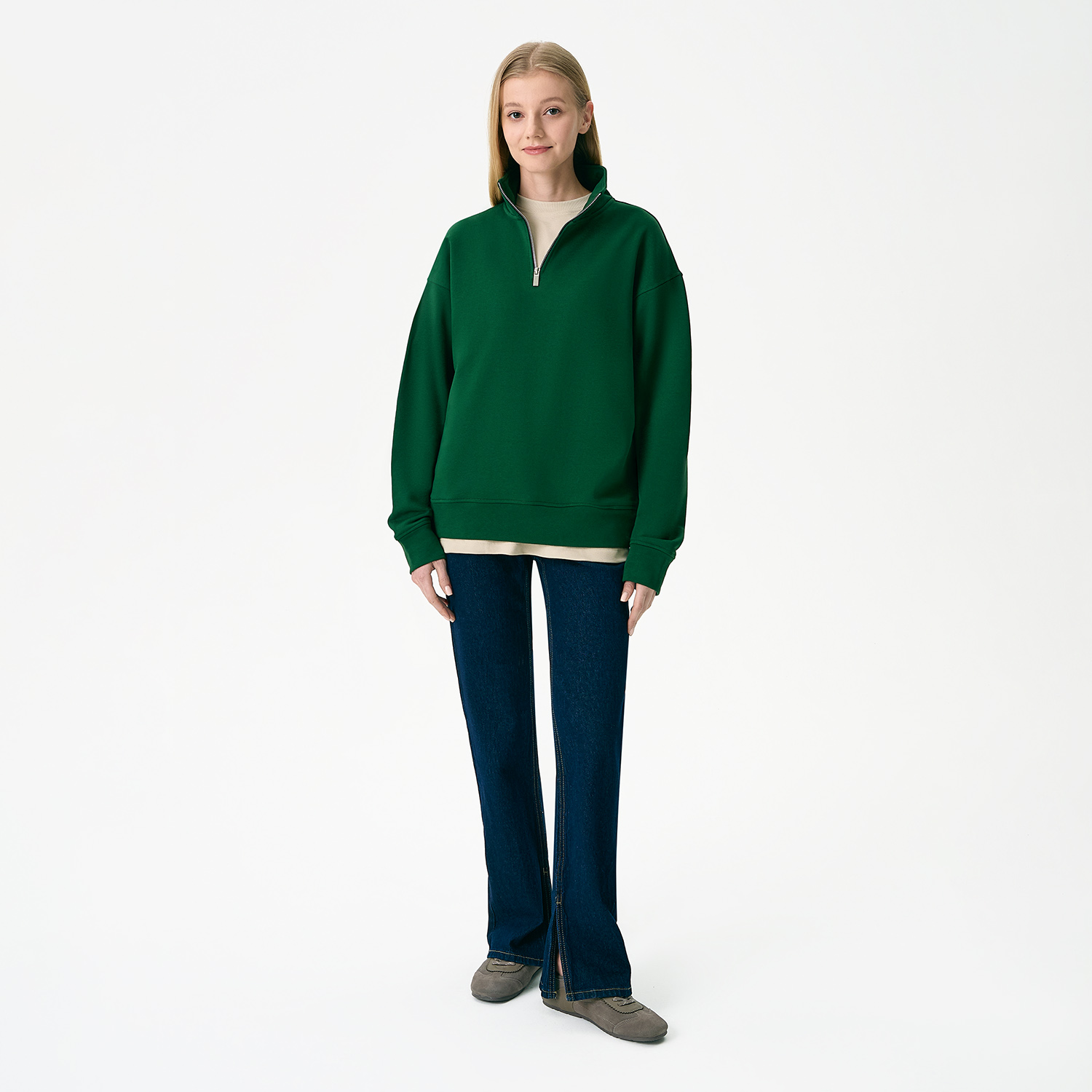 Толстовка на молнии унисекс Флоу (Flow), зеленая, размер 5XL/6XL