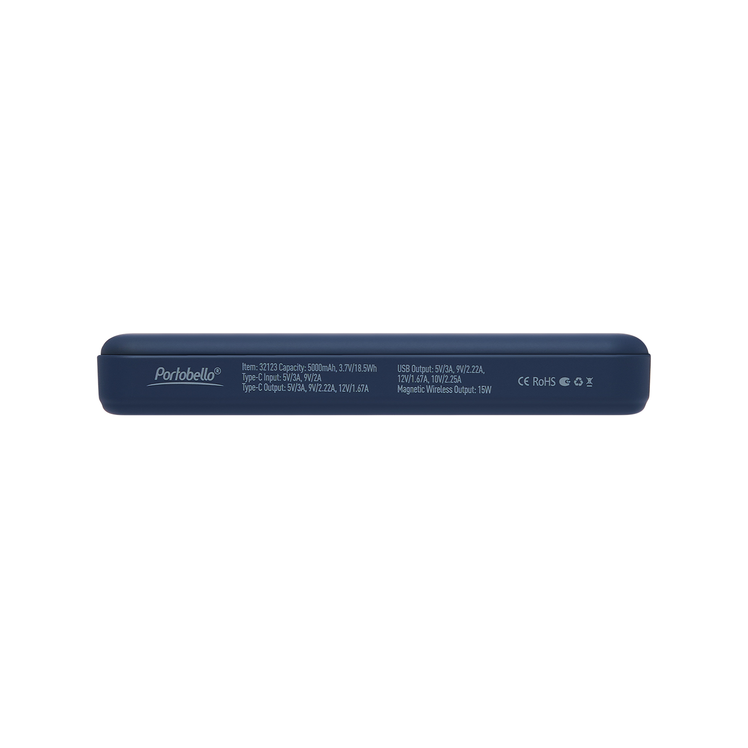 Внешний аккумулятор Ларго PD (Largo PD) 5000mAh с функцией беспроводной зарядки 15W, синий