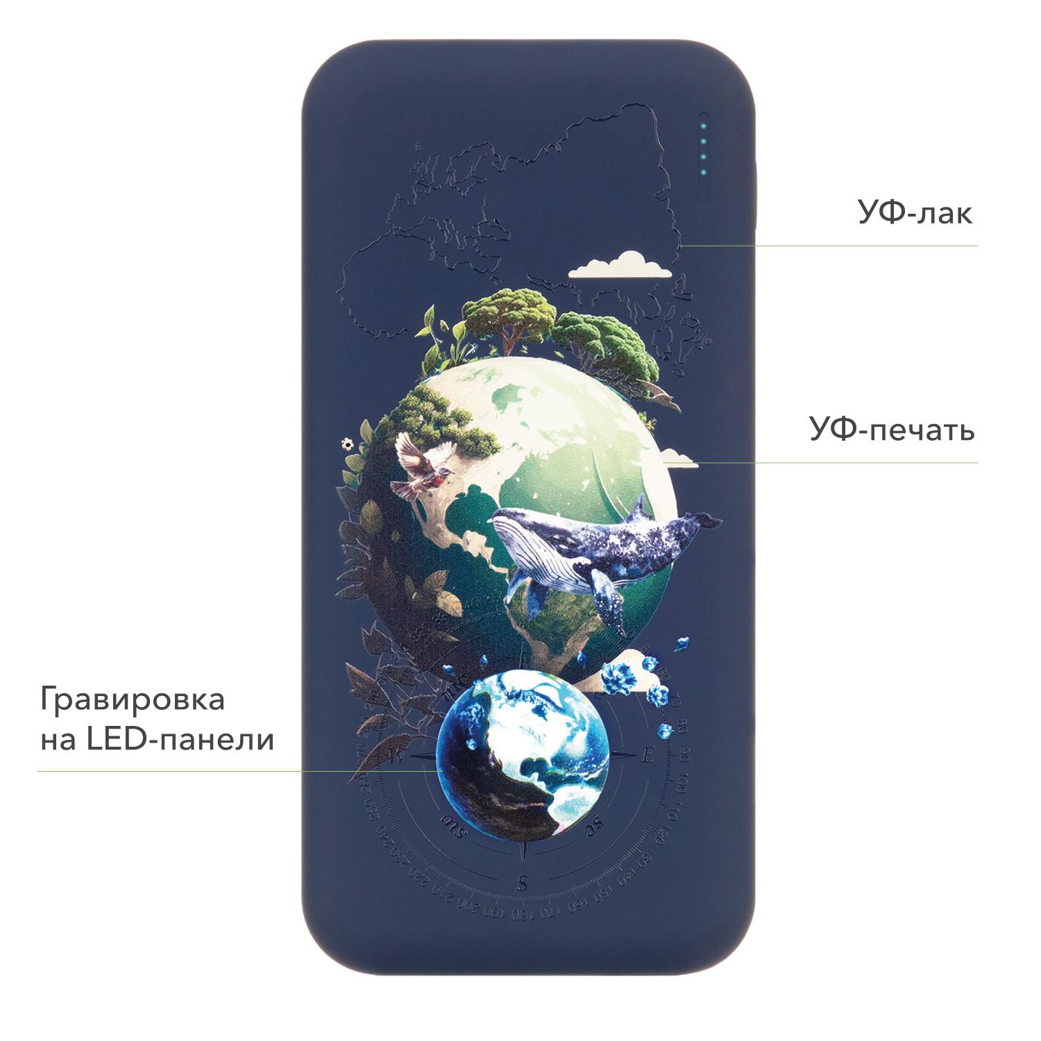 Внешний аккумулятор с подсветкой Люче (Luce) 10000 mAh, синий
