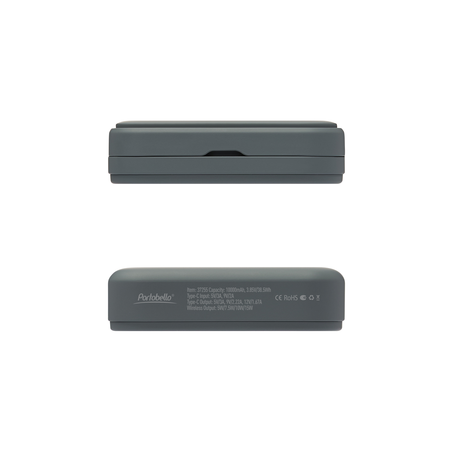 Внешний аккумулятор Юнион PD (Union PD) 10000mAh с функцией беспроводной зарядки 15W, серый