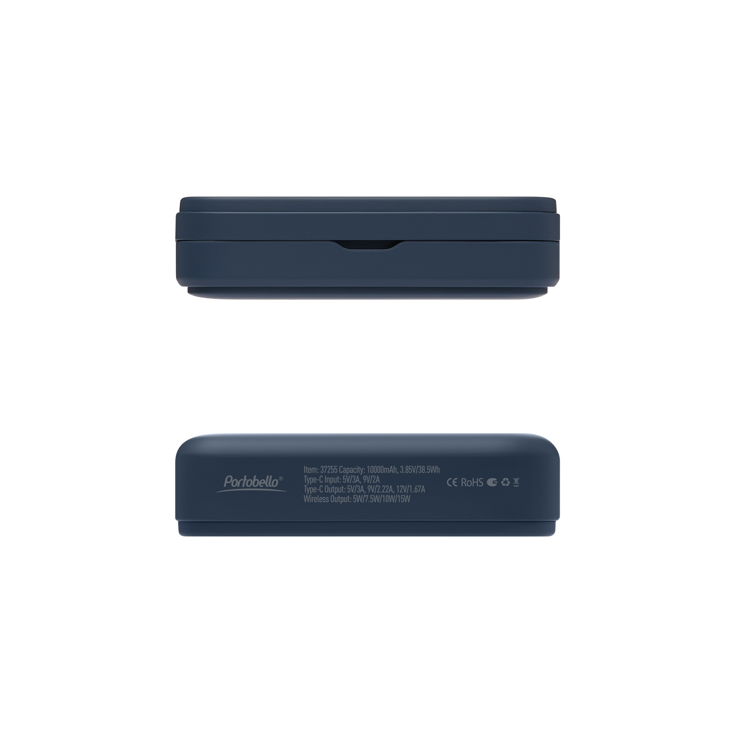 Внешний аккумулятор Юнион PD (Union PD) 10000mAh с функцией беспроводной зарядки 15W, синий