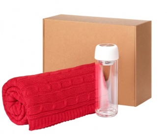 Подарочный набор Bianca, Fado, красный (плед, термобутылка) фото 