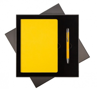 Подарочная коробка с ложементом для ежедневника и ручки, черная фото 