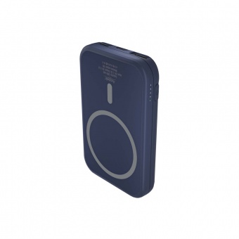 Внешний аккумулятор с беспроводной зарядкой Ultima Wireless Magnetic 5000 mAh, синий фото 