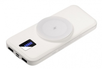 Внешний аккумулятор с подсветкой и беспроводной зарядкой Ultra Wireless Magnetic 10000 mAh, белый фото 