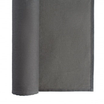 Дорожка на стол из умягченного льна с декоративной обработкой, темно-серая фото 