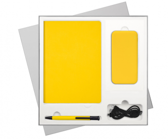 Подарочный набор Sky, желтый (ежедневник, ручка, аккумулятор) фото 