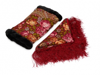 Подарочный набор: Павлопосадский платок, муфта фото 