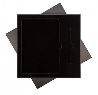 Подарочная коробка с ложементом для ежедневника и ручки, черная фото 