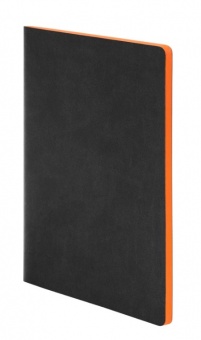 Блокнот Latte new slim, черный/оранжевый фото 
