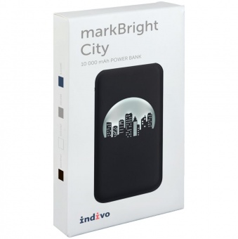 Аккумулятор с подсветкой markBright City, 10000 мАч, черный фото 