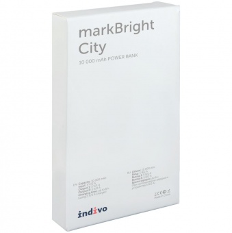 Аккумулятор с подсветкой markBright City, 10000 мАч, синий фото 