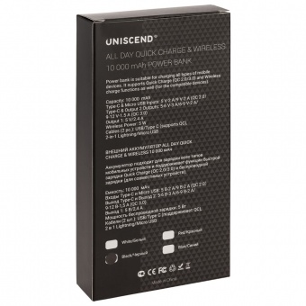 Аккумулятор Quick Charge Wireless 10000 мАч, черный фото 