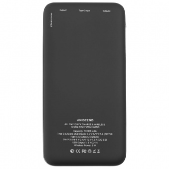 Aккумулятор Quick Charge Wireless 10000 мАч, черный фото 6