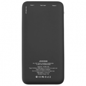 Аккумулятор Quick Charge Wireless 10000 мАч, черный фото 