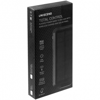 Аккумулятор защищенный Total Control 10000 мАч, черный с серым фото 