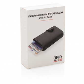 Алюминиевый картхолдер Standard с PU кошельком и защитой RFID фото 