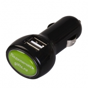 Автомобильное зарядное устройство с подсветкой Logocharger, черное фото 