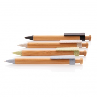 Бамбуковая ручка с клипом из пшеничной соломы фото 