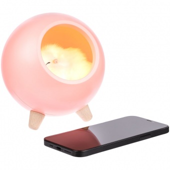 Беспроводная лампа-колонка Right Meow, розовая фото 