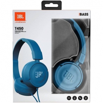 Беспроводные наушники JBL T450BT, синие фото 