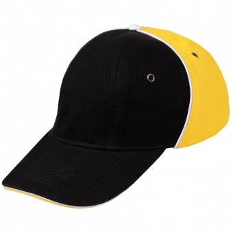Бейсболка Unit Smart, черная со светло-желтым фото 