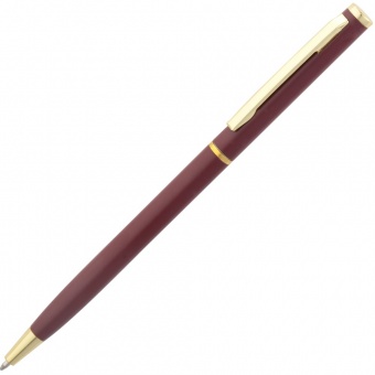 Блокнот Magnet Gold с ручкой, черный с бордовым фото 