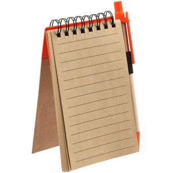 Блокнот на кольцах Eco Note с ручкой, темно-оранжевый фото 