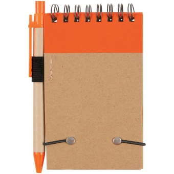 Блокнот на кольцах Eco Note с ручкой, темно-оранжевый фото 
